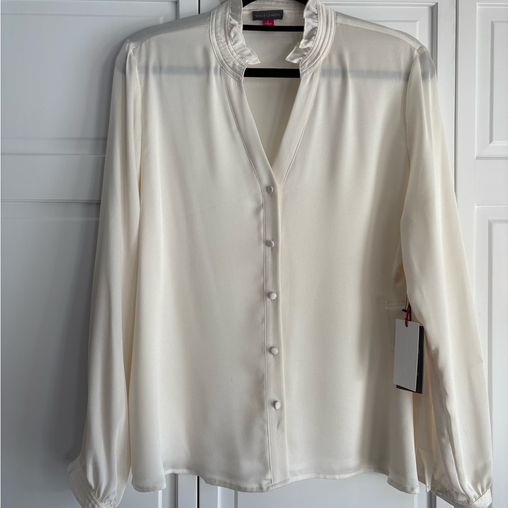 Vince Camuto Cream Button-Down Blouse